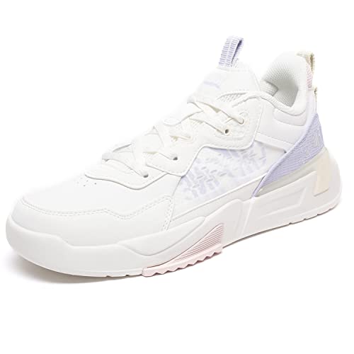 XTEP Women's White Blue Pink Synthetic Leather Multi Colour Skateboarding Shoes (2 UK)
