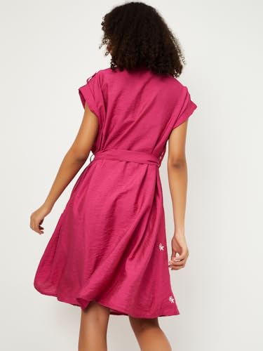 Max Women's Cotton A-Line Below The Knee Dress (TS56007_Pink