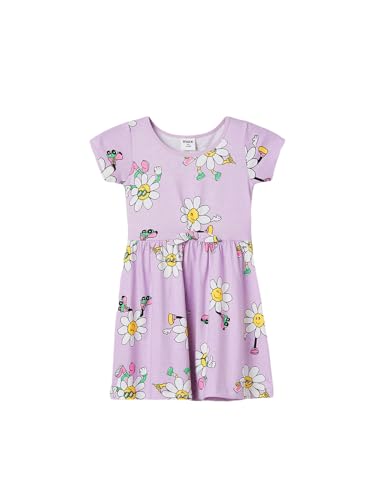 Max Girl's Cotton A-Line Below The Knee Dress (S325CELP01B_Lilac