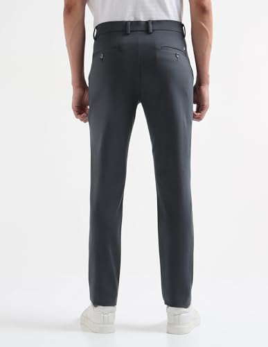 Arrow Sport Men's Solid Slim Fit Trousers (ARGT6083_Dark Grey_32)