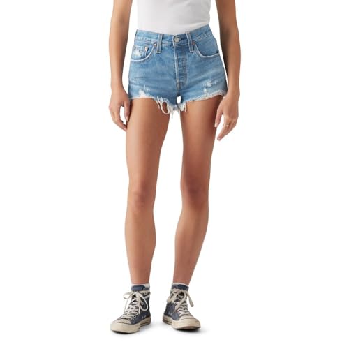 Levi's Women's Premium 501 Original Shorts (Also Available in Plus), Athens Mid Short - Medum Indigo, 34