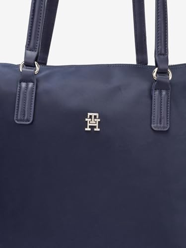 Tommy Hilfiger Solid Blue Nylon Tote Bag