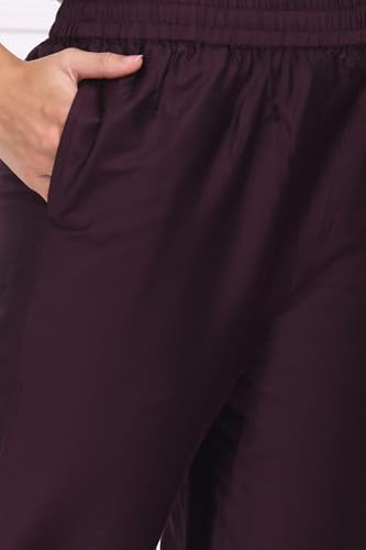W for Woman Purple Embroidered Straight Kurta, Pants and Dupatta Set - (WS13238-224189-S)