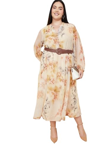 Max Women's Polyester A-Line Below The Knee Dress (DTI3805P_Ivory