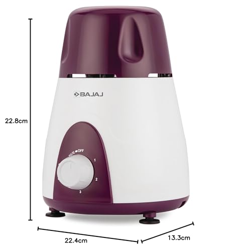 Bajaj Rex Mixer Grinder 500W | Mixie For Kitchen With Nutri-Pro Features | 3 SS Mixer Jars For Heavy Duty Grinding | Adjustable Speed Control | Multifunctional Blade System | 2 Yr Warranty【Purple】
