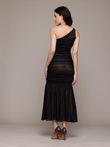 Label RITU KUMAR Black Aidette One Shoulder Dress