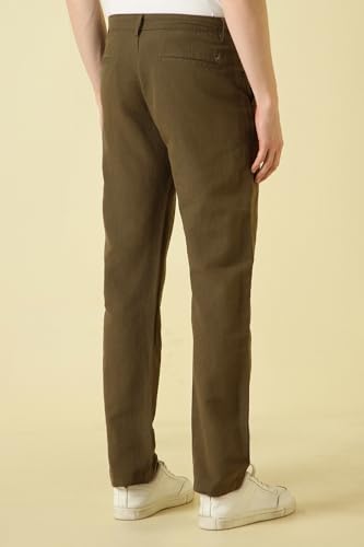 Men Brown Solid Casual Trousers