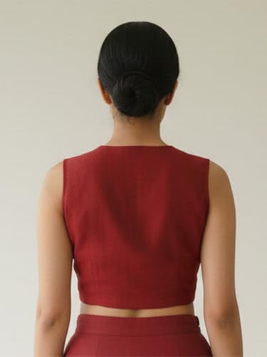 Thevasa Women's Dupion Raw Silk Modern Twist Blouse