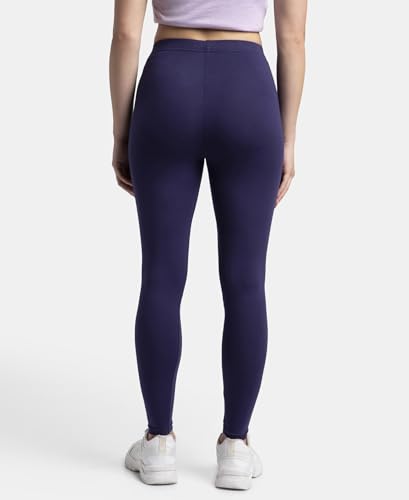 Jockey AW87 Women's Super Combed Cotton Elastane Stretch Leggings with Ultrasoft Waistband_Blue_L