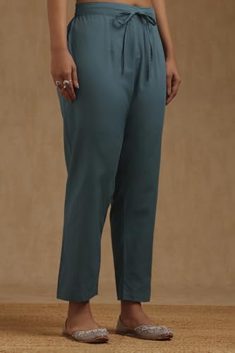 Soch Womens Teal Cotton Chevron Kurta Set