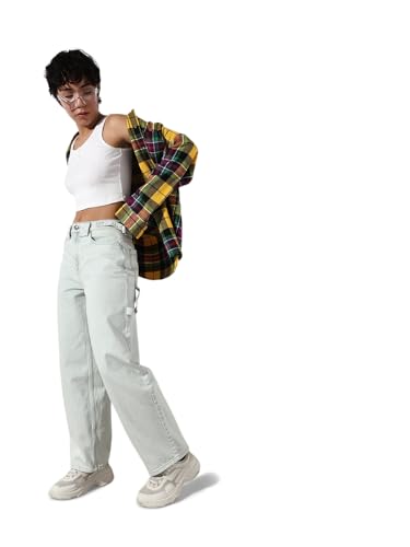 ONLY Women's Baggy Fit High Rise Blue Jeans