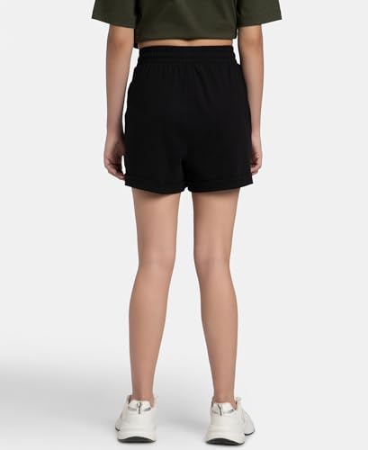 Jockey A157 Womens Super Combed Cotton Rich Straight Fit Shorts with Side Pockets_Black_S
