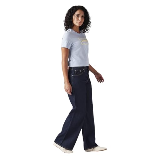 Levi's Women's Dark-Blue Loose Bootcut Fit Mid Rise Jeans