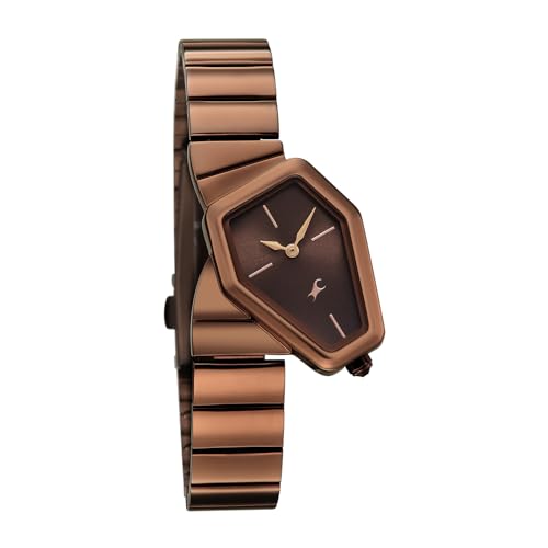 Fastrack Wild Viper-Inspired Unique Shaped Brown Dial IP Brown Stainless Steel Strap Watch for Women - 6323QM01