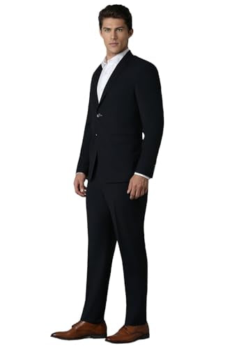 Men Black Slim Fit Solid Formal Two Piece Suit