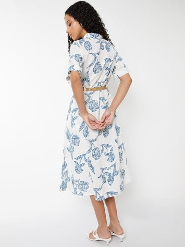 Max Women's Cotton A-Line Below The Knee Dress (NP59002_Off White