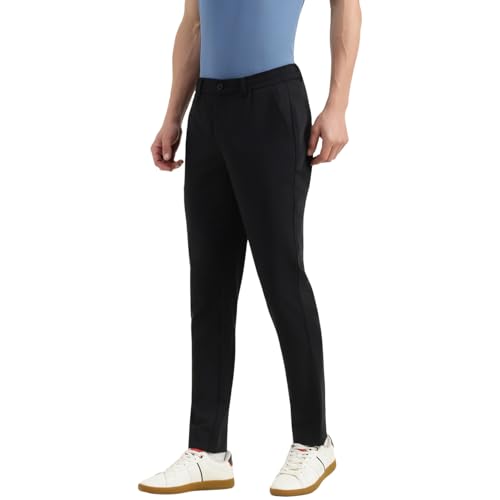 United Colors of Benetton Relaxed Fit Mid Rise Solid Trousers (Size : 40) - 26P4CTWB0935I100 Black
