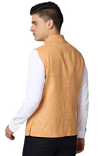 Peter England Men's A-Line Coat (PINJOTLFW69097_Orange_L)