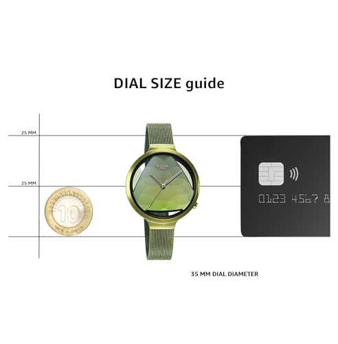 Titan Raga Moments of Joy Quartz Analog Green Dial Metallic Green Stainless Steel Strap Watch for Women - NT95134QM01