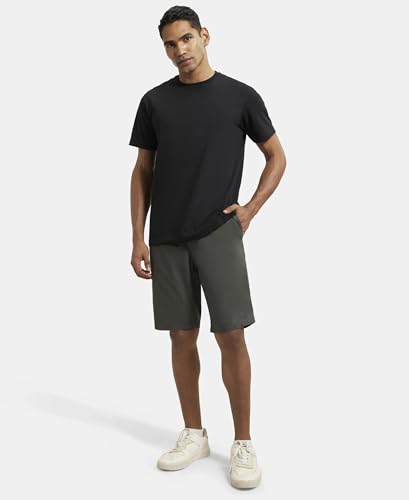 Jockey Men's Straight Fit Shorts (1203_Forest Green_Medium)