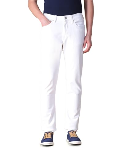 U.S. Polo Assn. Denim Co. Men's Brandon Slim Tapered Fit White Jeans (UDJENO3024_White_38)