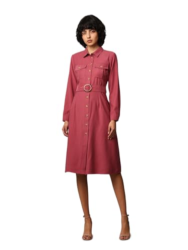 ONLY Women Pink Fit and Flare Shirt Dress