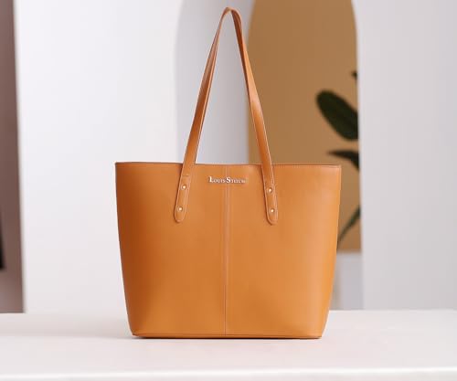 LOUIS STITCH Stylish Tan Tote Bag for Women | Ladies Oversized Shopper Tote Handbag with Zipper for Travel, College | LDB-VF1005-TOTTN