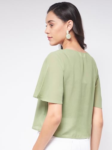 Zima Leto Women's Solid Sheer Top Elegant Lightweight Blouse for Layering Suitable for Party