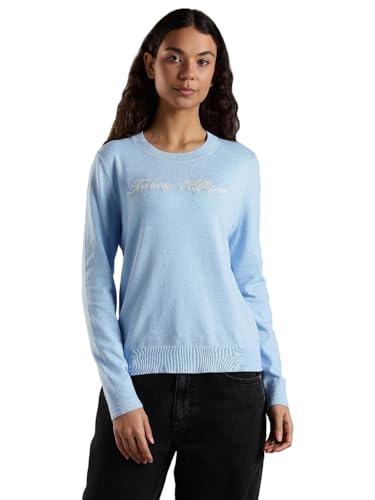 Tommy Hilfiger Regular Fit Cotton Round Neck Sweater Blue