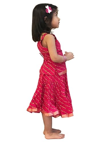 DIAMO Girl Cotton readymade Lehenga choli (KID226--parent_Pink_3 Months-6 Months)