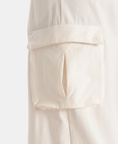 Jockey WZ30 Women Microfiber Fabric Oversized Cargo Utility Pants with Inner Drawstrings_Egret_XL