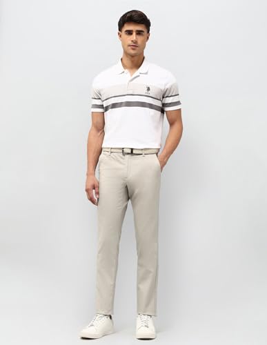 U.S.Polo Association Men's Textured Austin Slim Fit Trousers (USTRO014D_Ecru_40)