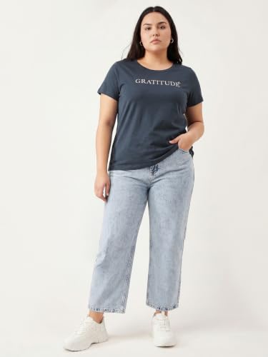 Max Women Embroidered T-Shirt(Teal_6XL)