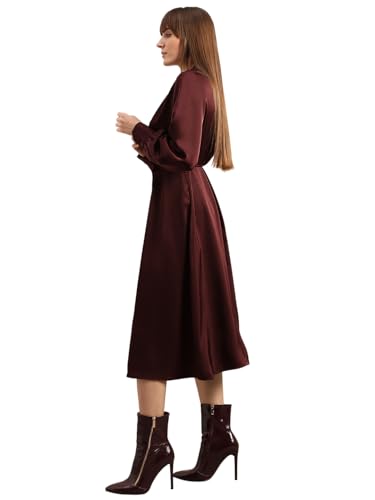 VERO MODA Women's A-Line Maroon Dress