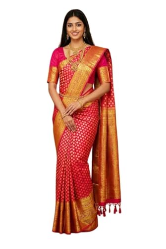 SREE KUMARAN Women's Kanchipuram Silk Pure Pattu Sarees With Blouse (VSK138-2) (VSK242-1)