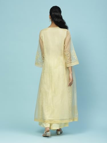 Aarke Ritu Kumar Yellow Embroidered Kurta With Palazzo And Dupatta