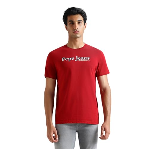 Pepe Jeans Men's Slim Fit T-Shirt (PM509820_Ruby RED