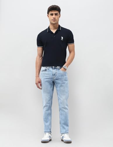 U.S. Polo Assn. Denim Co. Men's Brandon Slim Tapered Fit Blue Jeans (UDJEN1818_Blue_38)