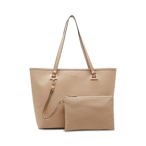 Anne Klein Work Tote with Detachable Pouch, Oatmilk, Oatmilk, X- Large