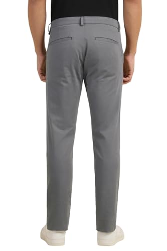 Men Grey Slim Fit Textured Casual Trousers