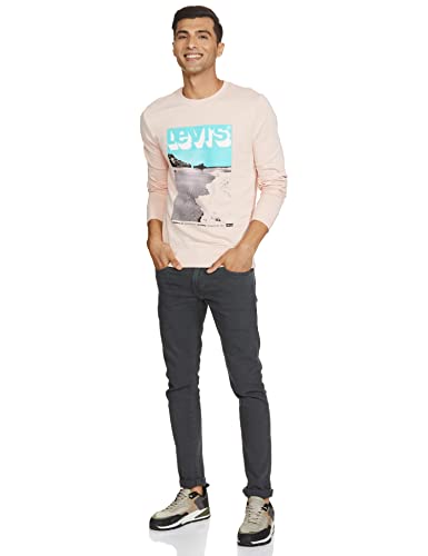 Levi's Men's Cotton Crew Neck Regular Fit Sweatshirt (59638-0162_Peachy Keen Pink_Medium)