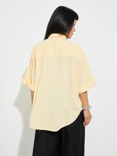 Max Alaya F x URB_N Women Solid Drop Shoulder Shirt (Yellow_M)