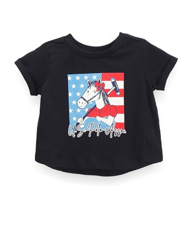 U.S. POLO ASSN. Girls Brand Print Cotton T-Shirt Navy