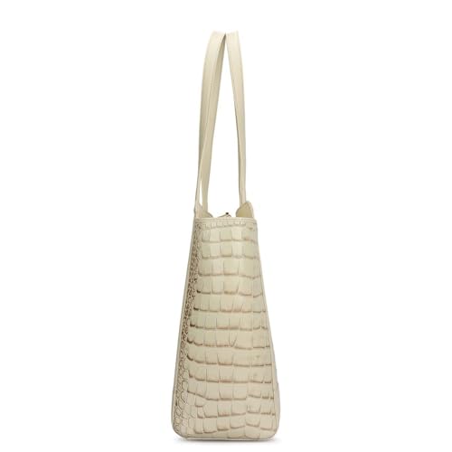 Da Milano Leather Tote Bag for Women - White (02020OL)