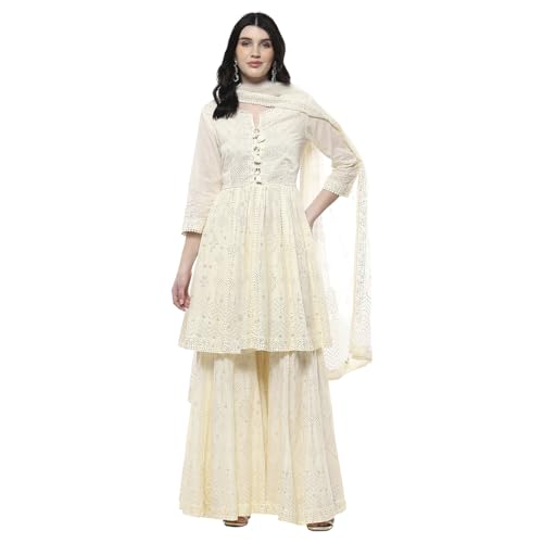 Biba Women's Cotton Kurta Set (SKDSTRA10166SS25OWHT_Off White