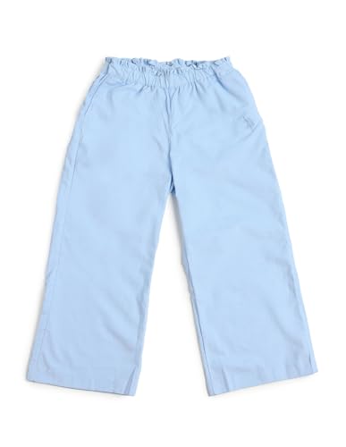 U.S. Polo Assn. Kids USPA Girlswear Girl's Blue Solid Mid Rise Cotton Pull On Regular Flat Front Slit Pocket Trousers (UGTRO0015_Blue_11-12 Years)