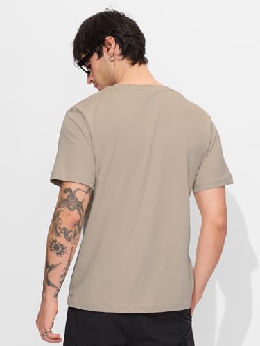 The Souled Store Official Deadpool: Newest Badass Men and Boys Short Sleeves Round Neck Brown Graphic Printed Regular Fit Cotton T-Shirts