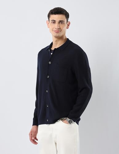 U.S.Polo Association Men's Patterned Knit Polo Neck Sweater (USSWE2463_Navy_M)