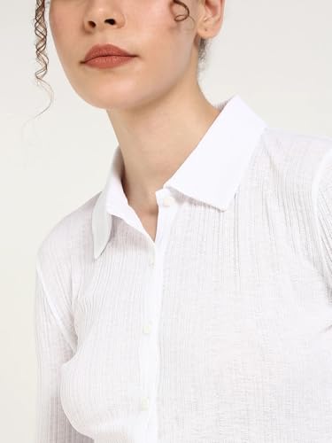 Calvin Klein Jeans Striped Slim Fit Polyester Shirt Bright White