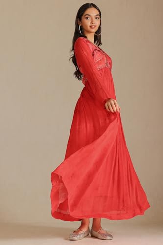 Soch Women's Chinon Maxi Dress (RSD-CWS5KU61331 Red